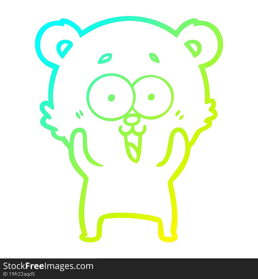 Cold Gradient Line Drawing Laughing Teddy  Bear Cartoon