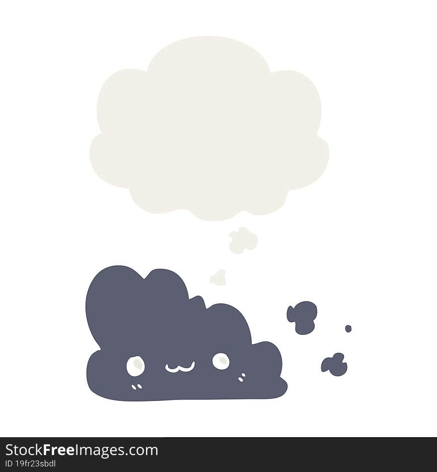 cute cartoon cloud and thought bubble in retro style