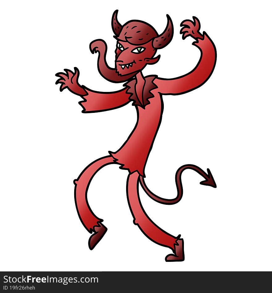 cartoon dancing devil. cartoon dancing devil