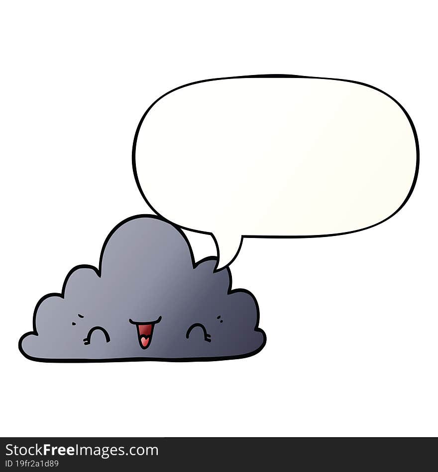 cute cartoon cloud and speech bubble in smooth gradient style