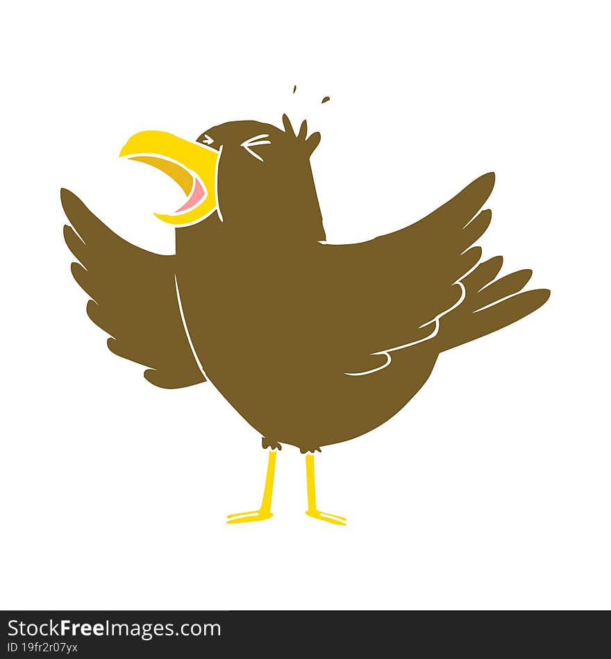 Flat Color Style Cartoon Bird Squawking