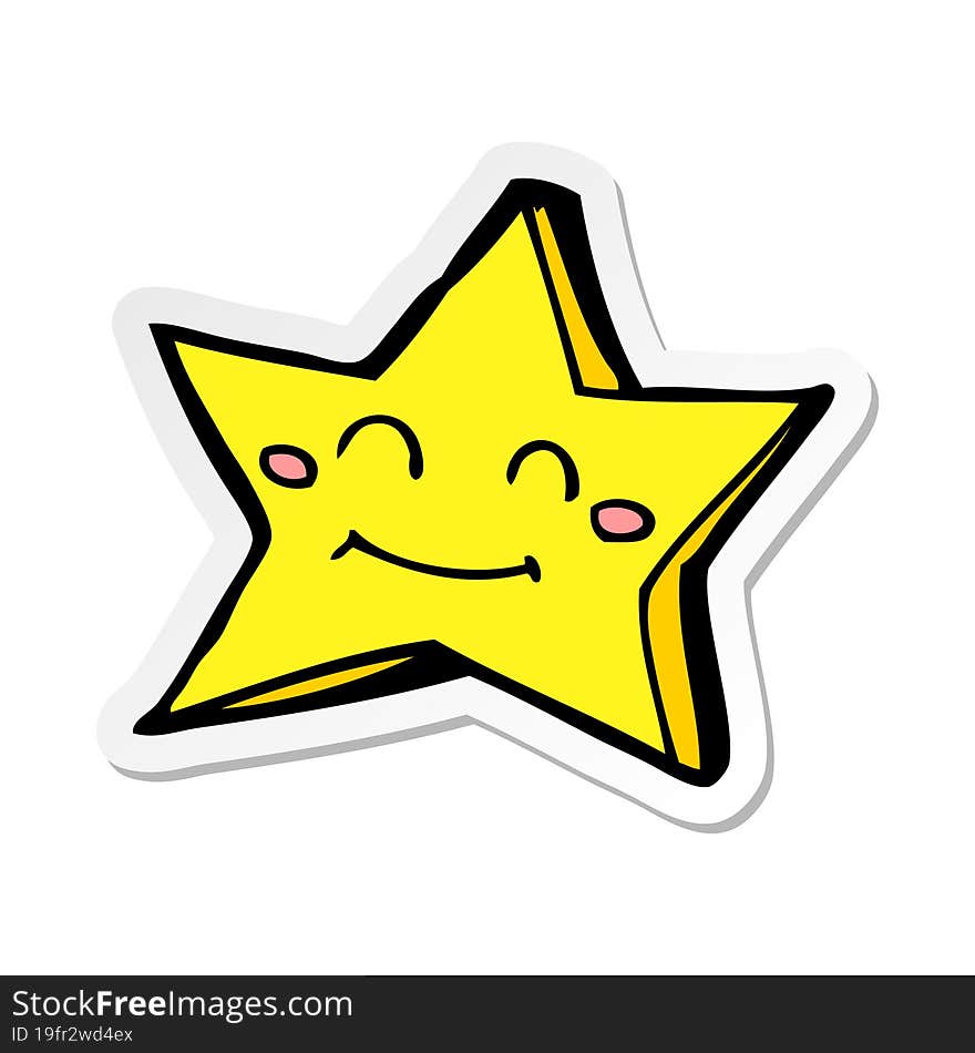 sticker of a cartoon happy star character