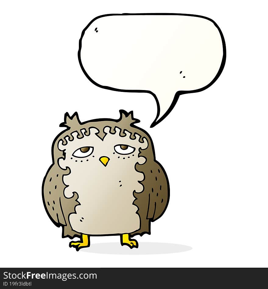 cartoon wise old owl with speech bubble