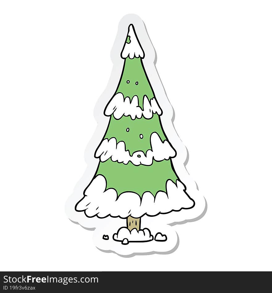 sticker of a cartoon christmas tree