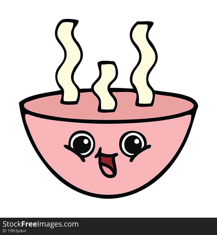 Cute Cartoon Bowl Of Hot Soup