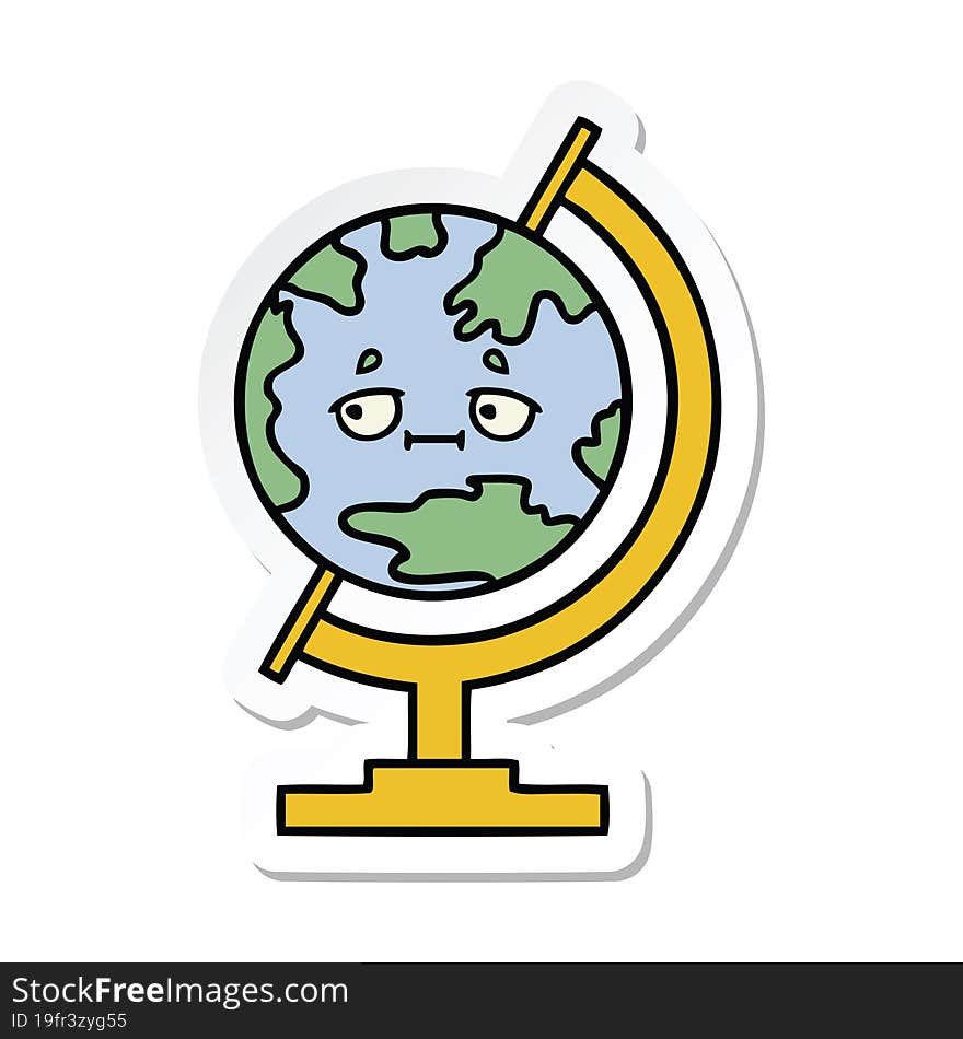 sticker of a cute cartoon globe of the world