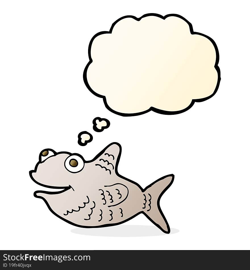 cartoon happy fish with thought bubble