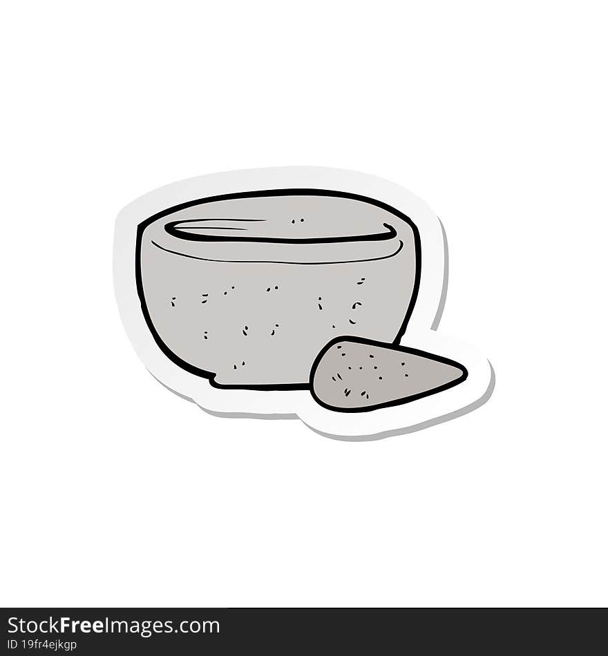 sticker of a cartoon pestle and mortar