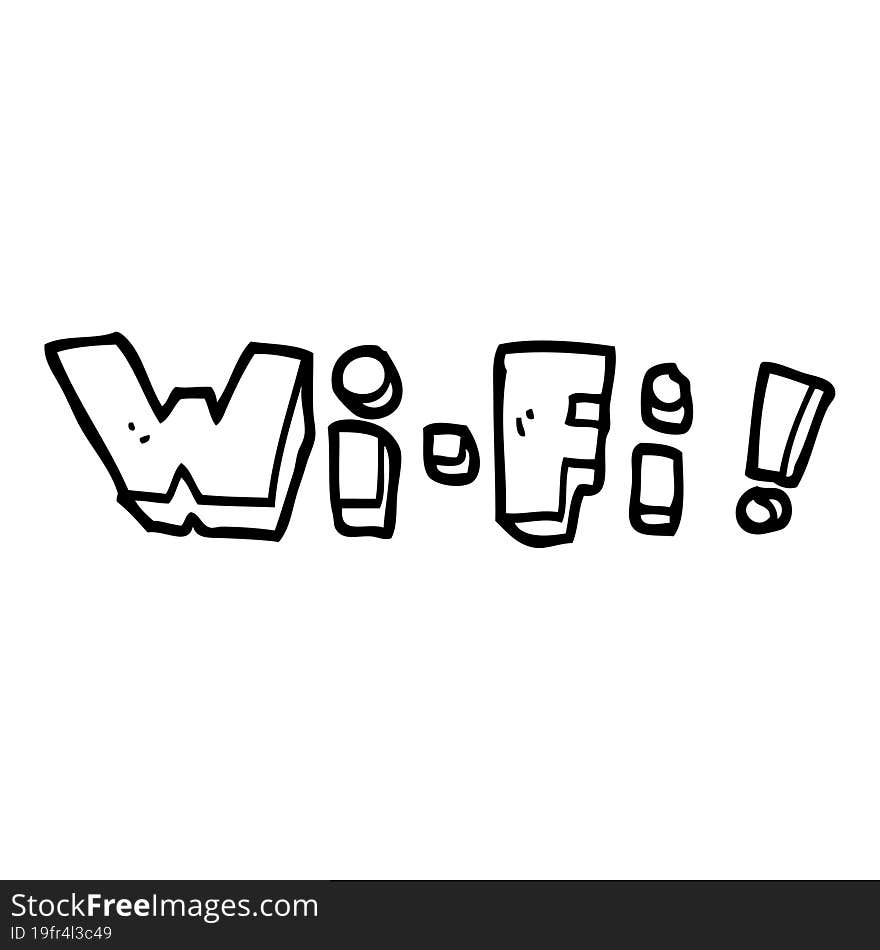 line drawing cartoon wording wi-fi