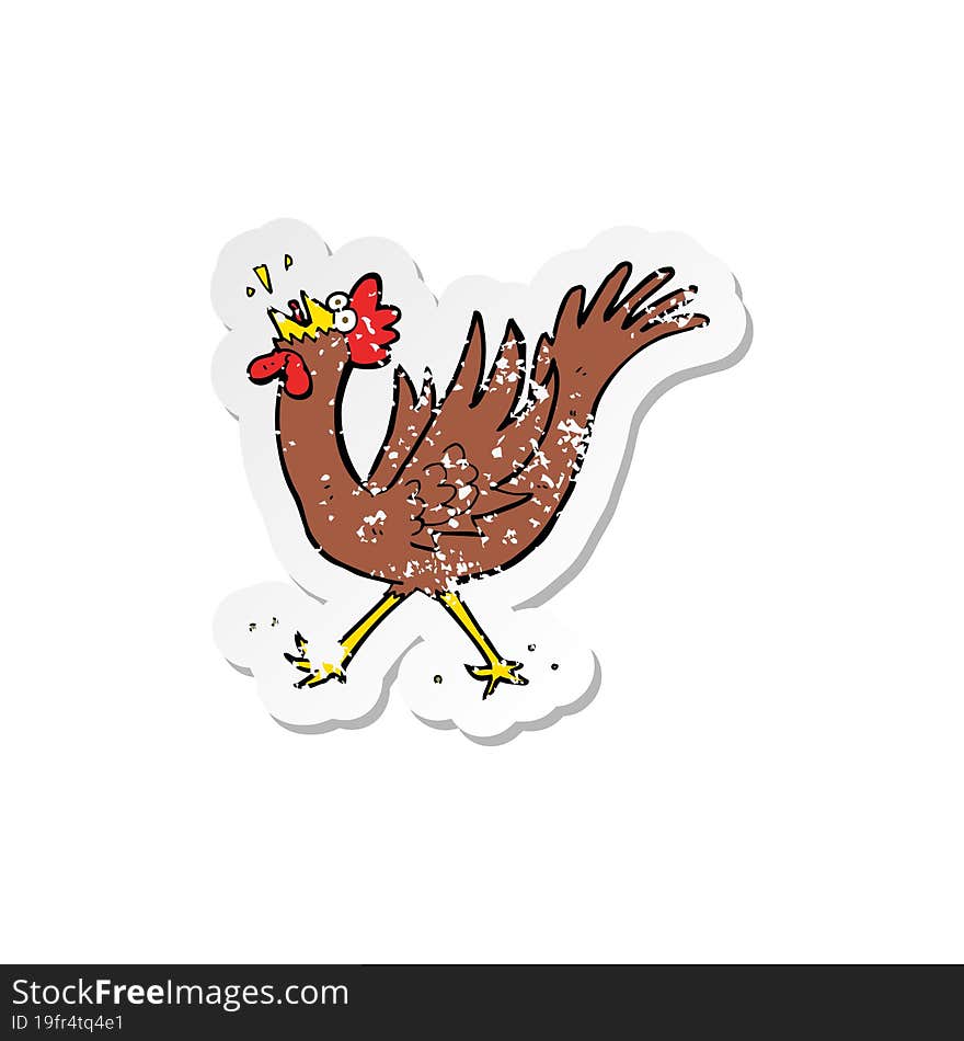 retro distressed sticker of a cartoon rooster