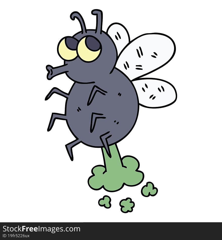 hand drawn quirky cartoon fly. hand drawn quirky cartoon fly