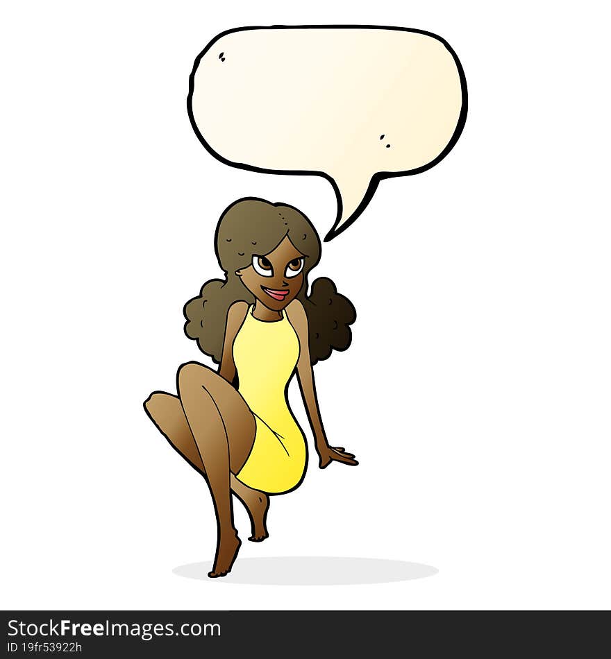 cartoon attractive woman posing with speech bubble