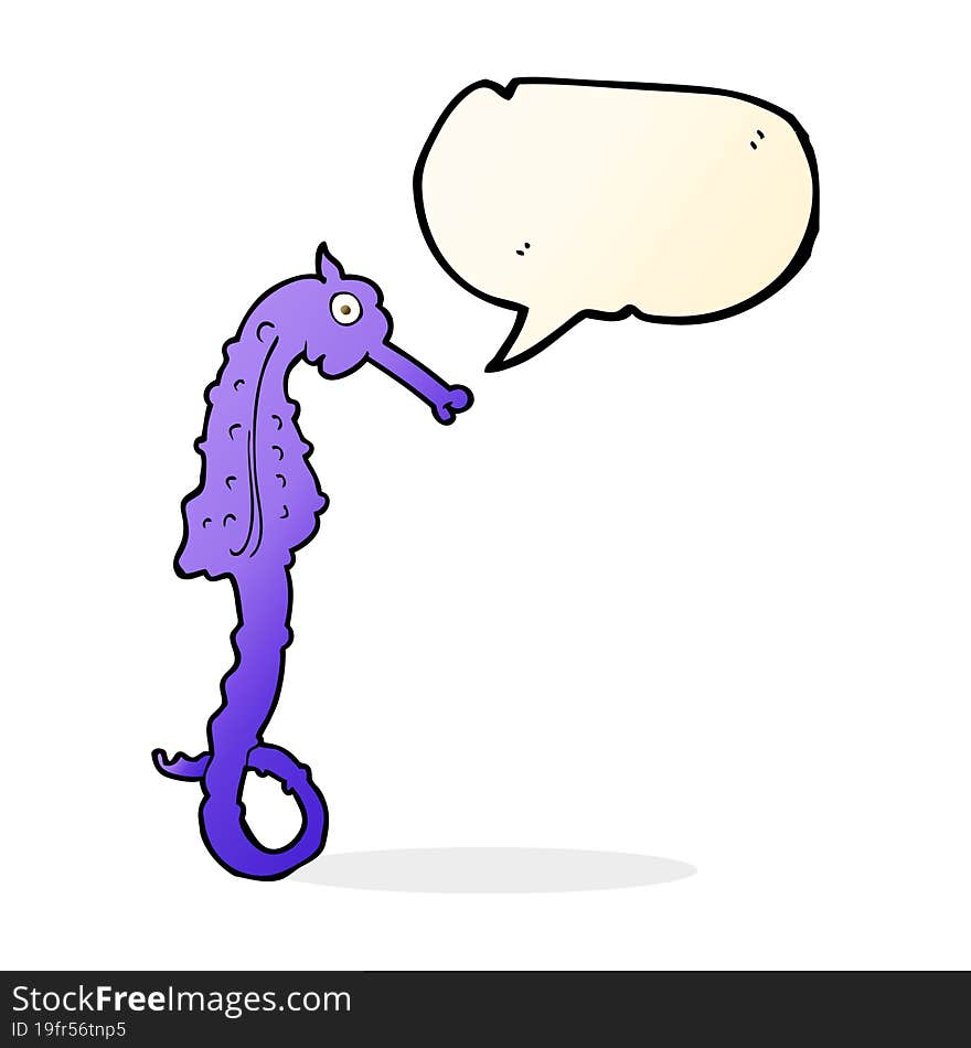 cartoon sea horse with speech bubble