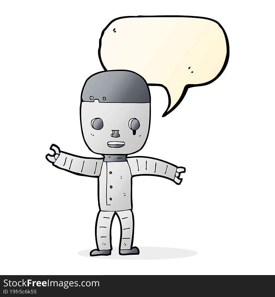 cartoon robot with speech bubble