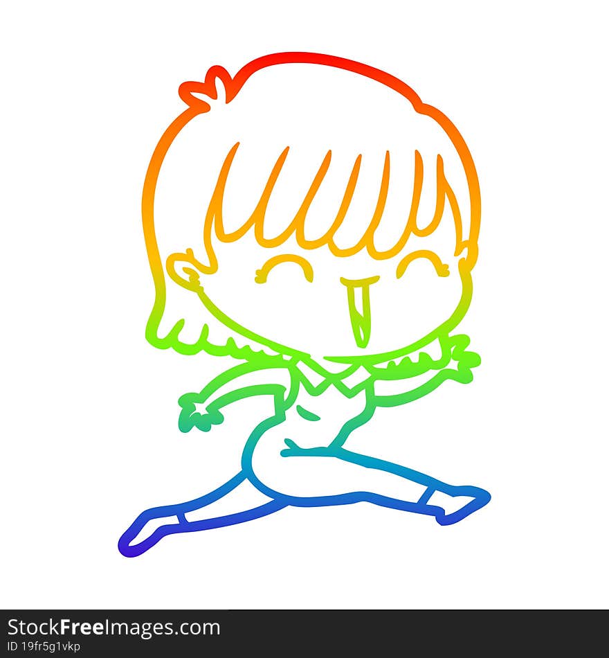 rainbow gradient line drawing of a cartoon woman