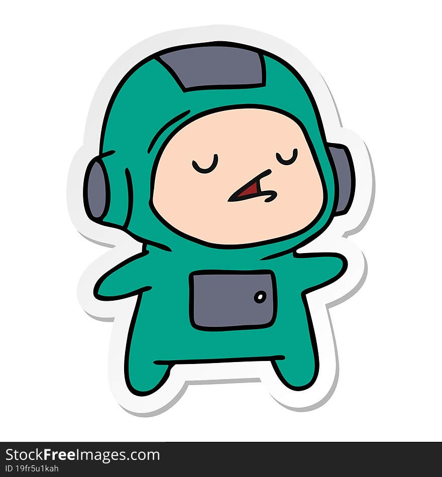 sticker cartoon of a kawaii cute astronaut boy