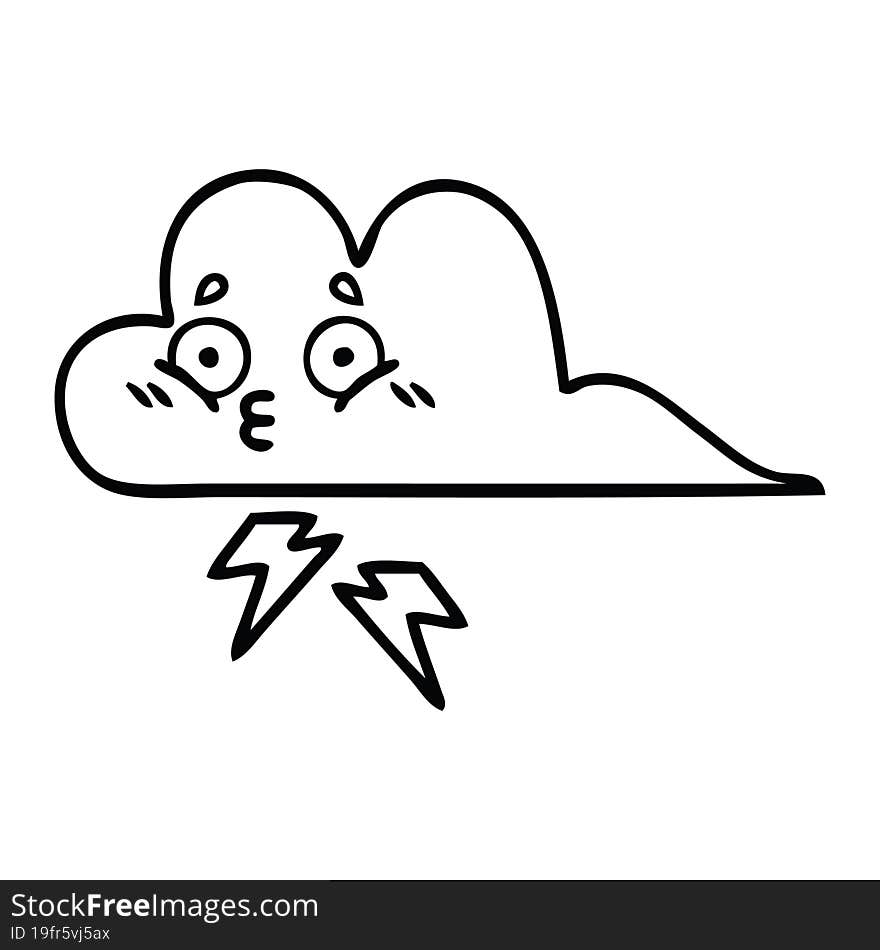 Line Drawing Cartoon Thunder Cloud