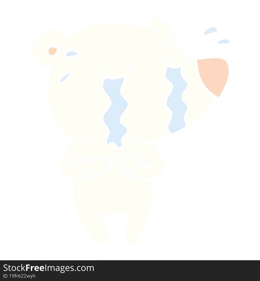 flat color style cartoon crying polar bear