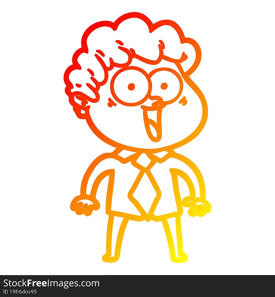 warm gradient line drawing cartoon happy man