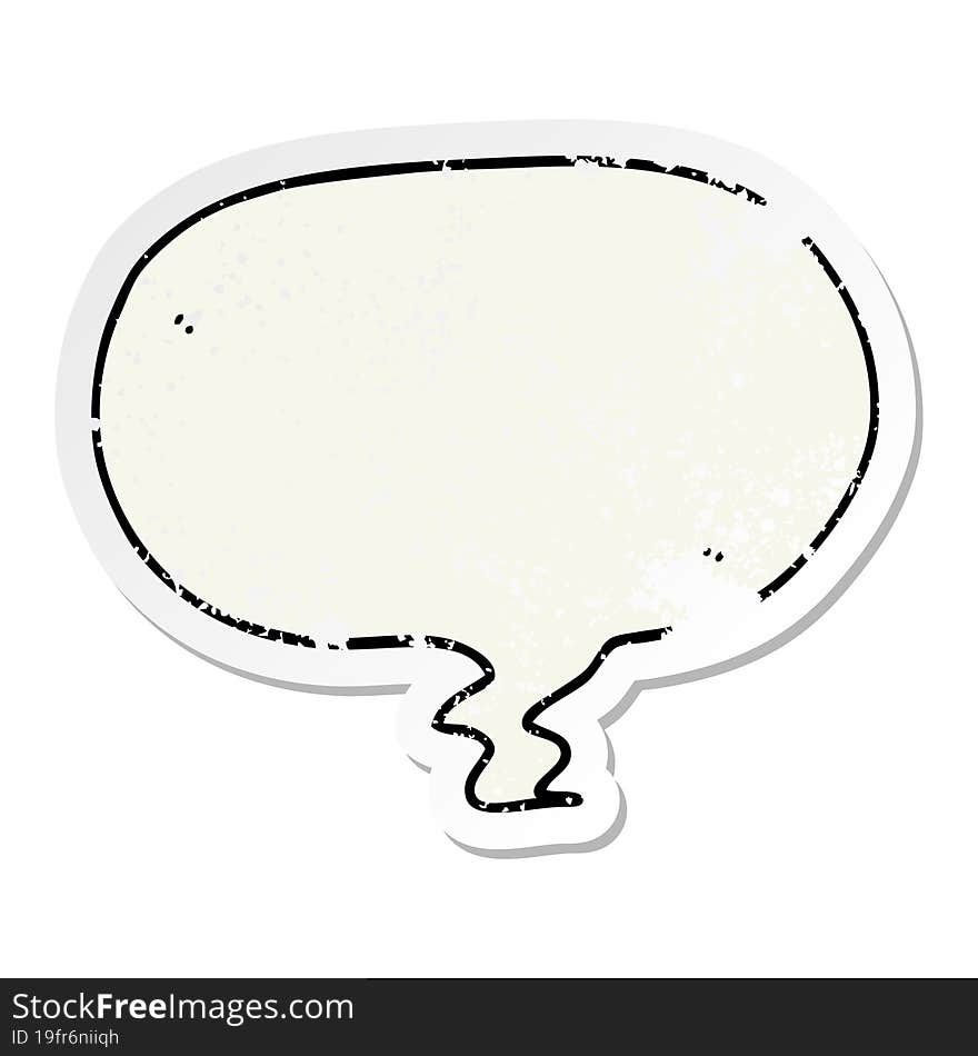 distressed sticker of a cartoon speech bubble