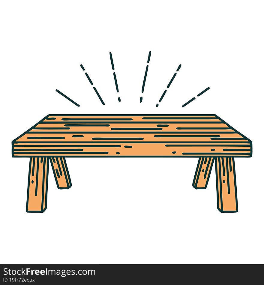 traditional tattoo style wood table