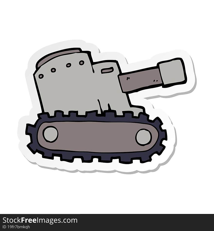 Sticker Of A Cartooon Army Tank