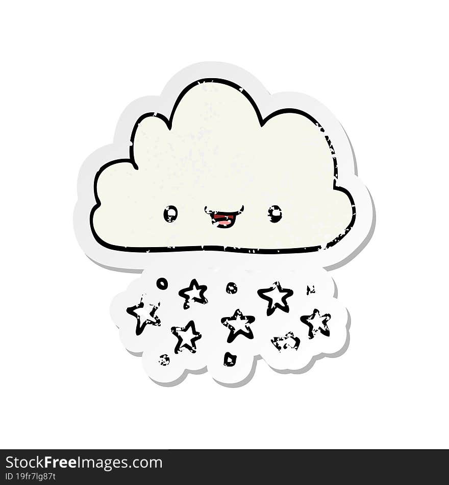 distressed sticker of a cartoon storm cloud