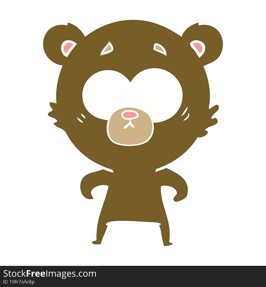 Surprised Bear Flat Color Style Cartoon