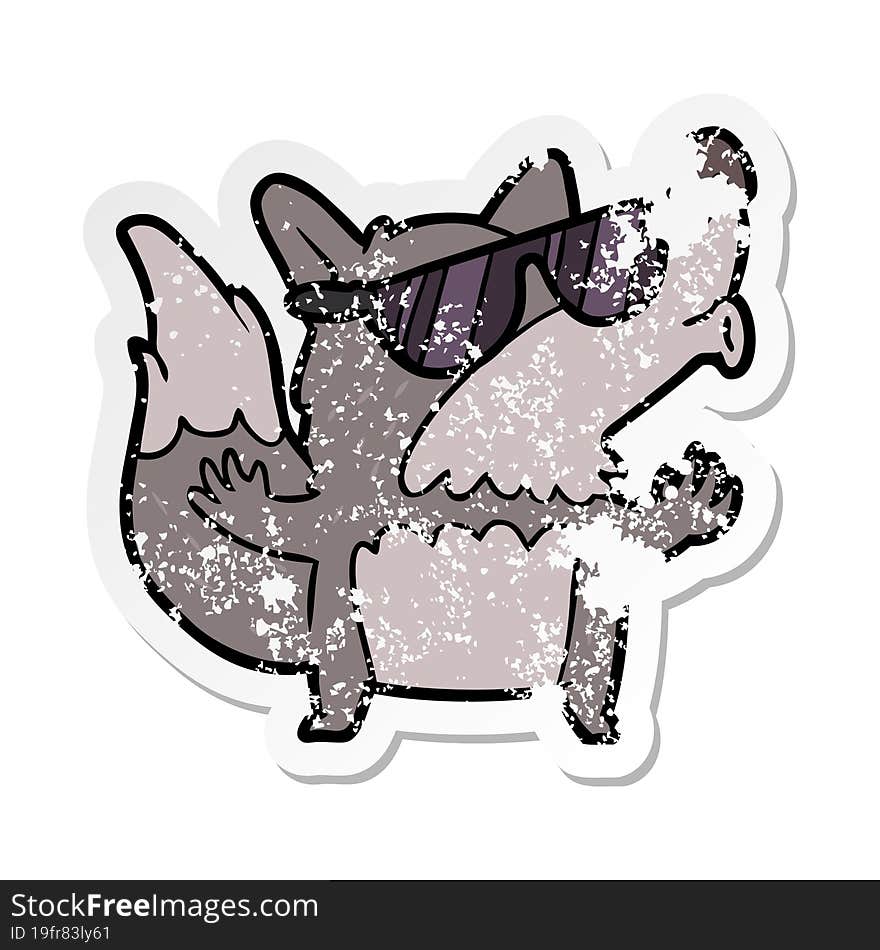 distressed sticker of a cartoon cool werewolf howling