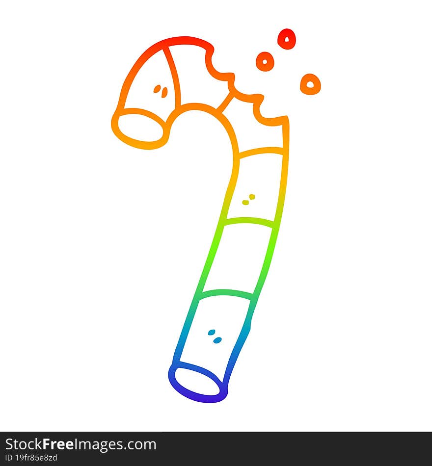 rainbow gradient line drawing cartoon pink candy cane