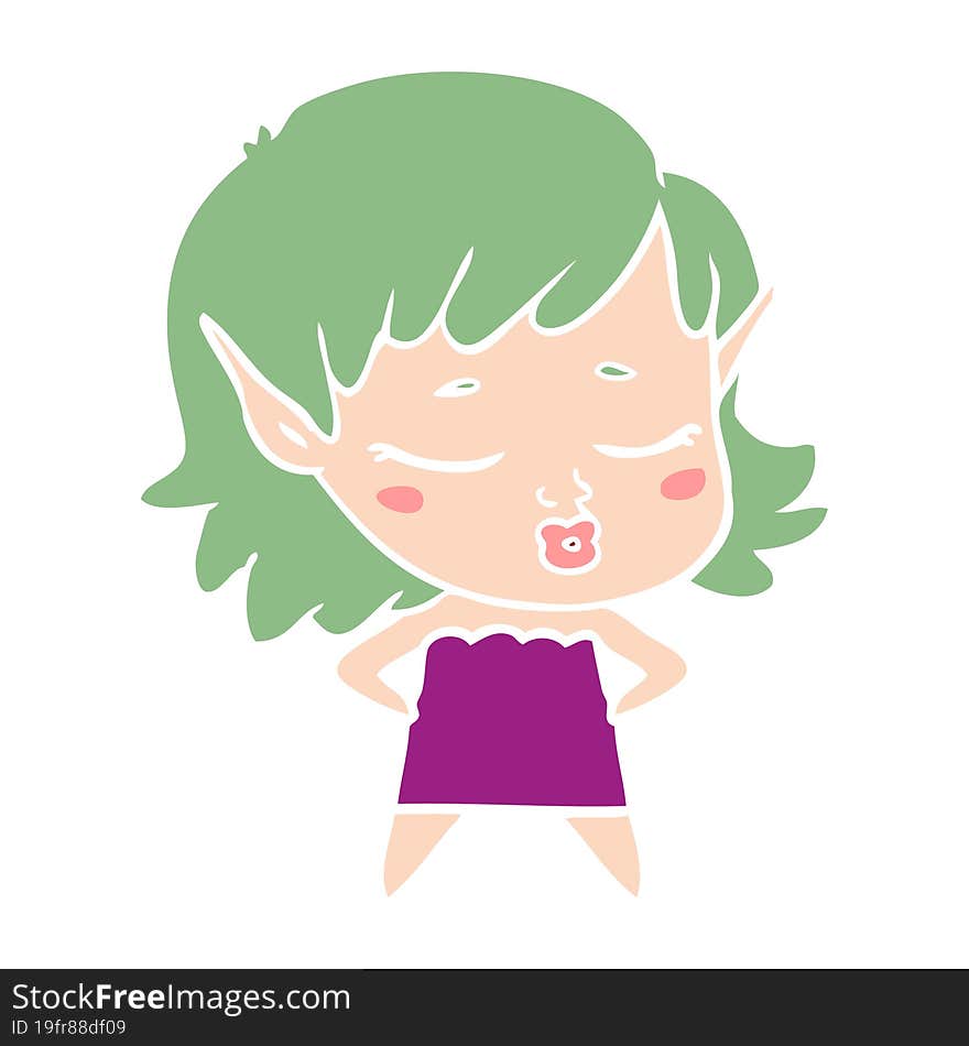 pretty flat color style cartoon elf girl