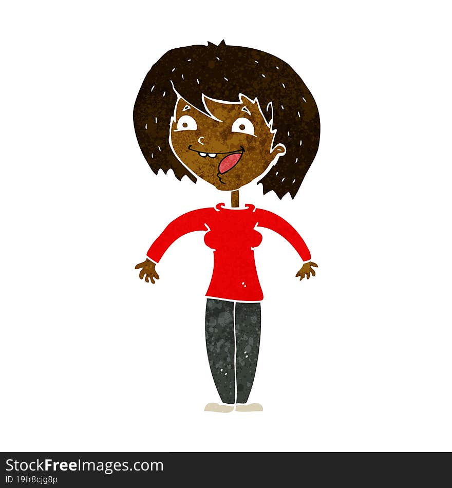 cartoon excited woman