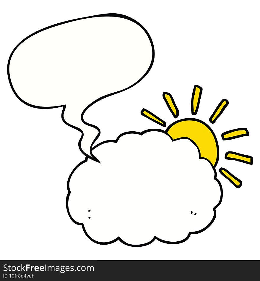 cartoon sun and cloud symbol with speech bubble