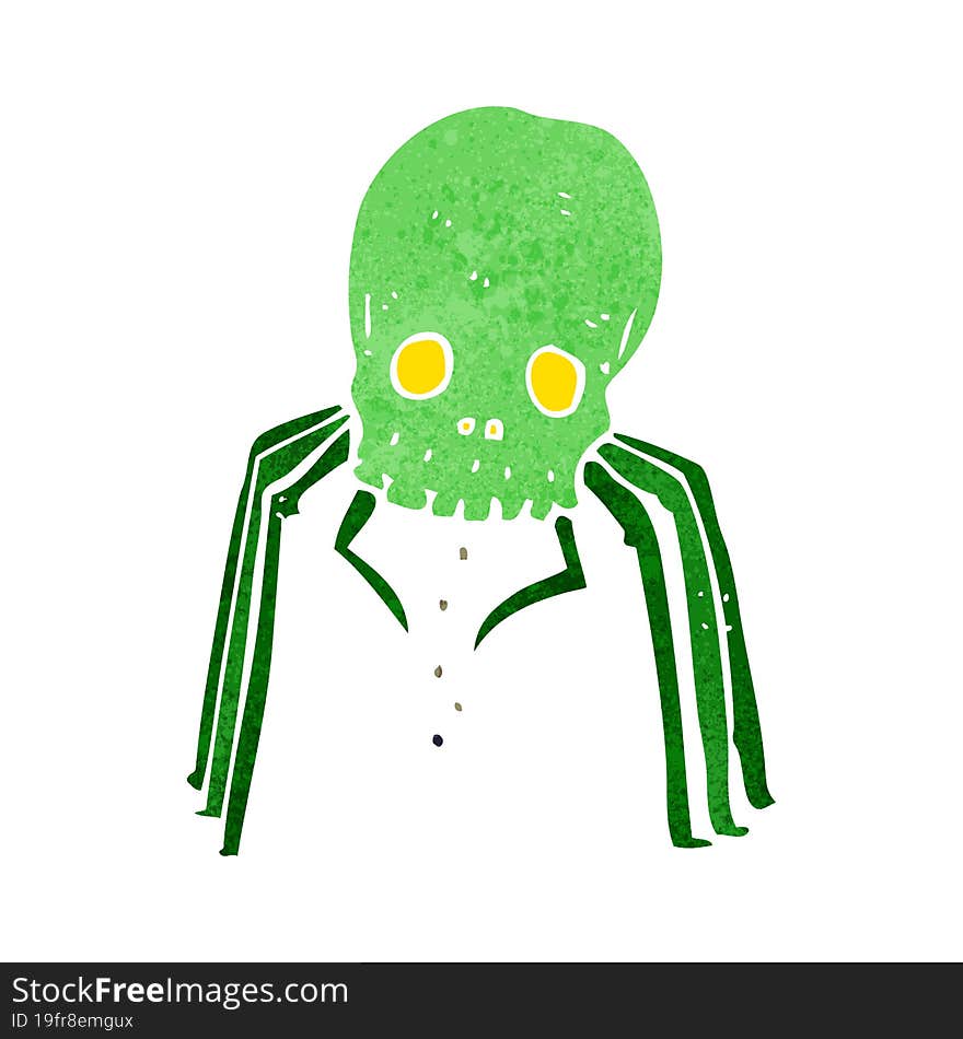 cartoon spooky skull spider