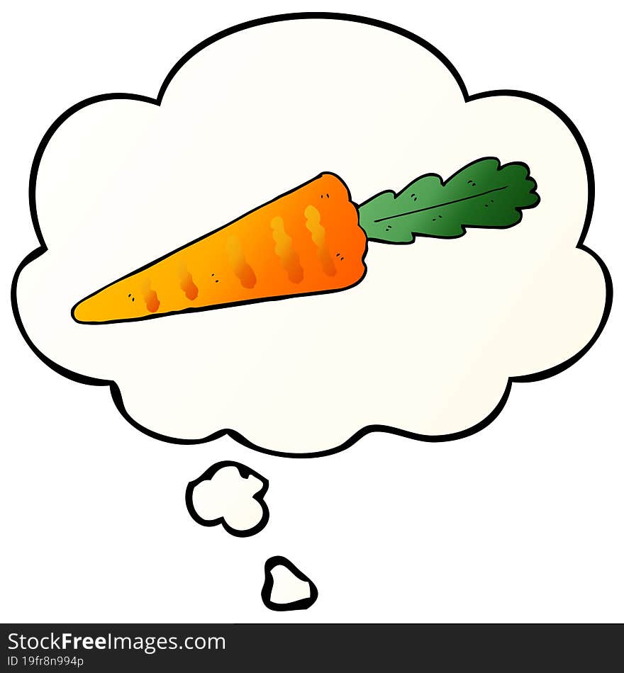 Cartoon Carrot And Thought Bubble In Smooth Gradient Style