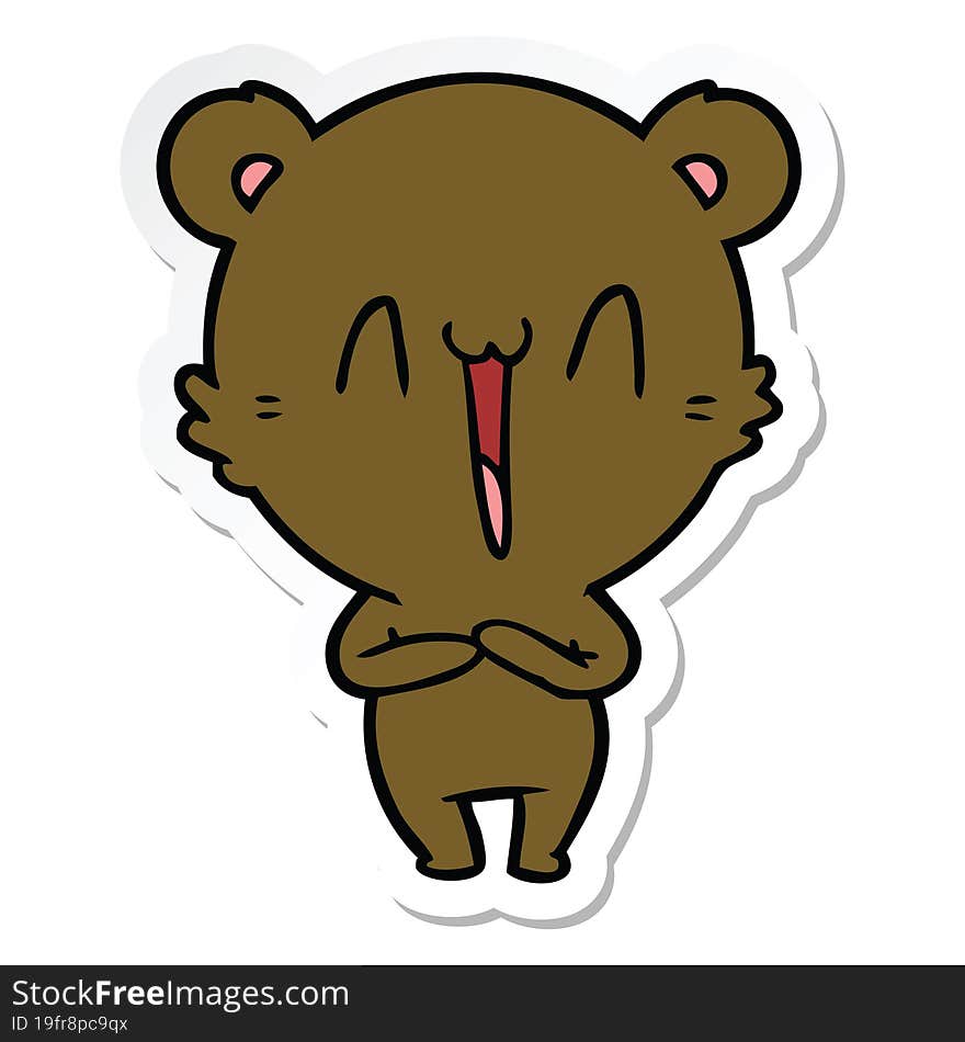 sticker of a happy bear cartoon