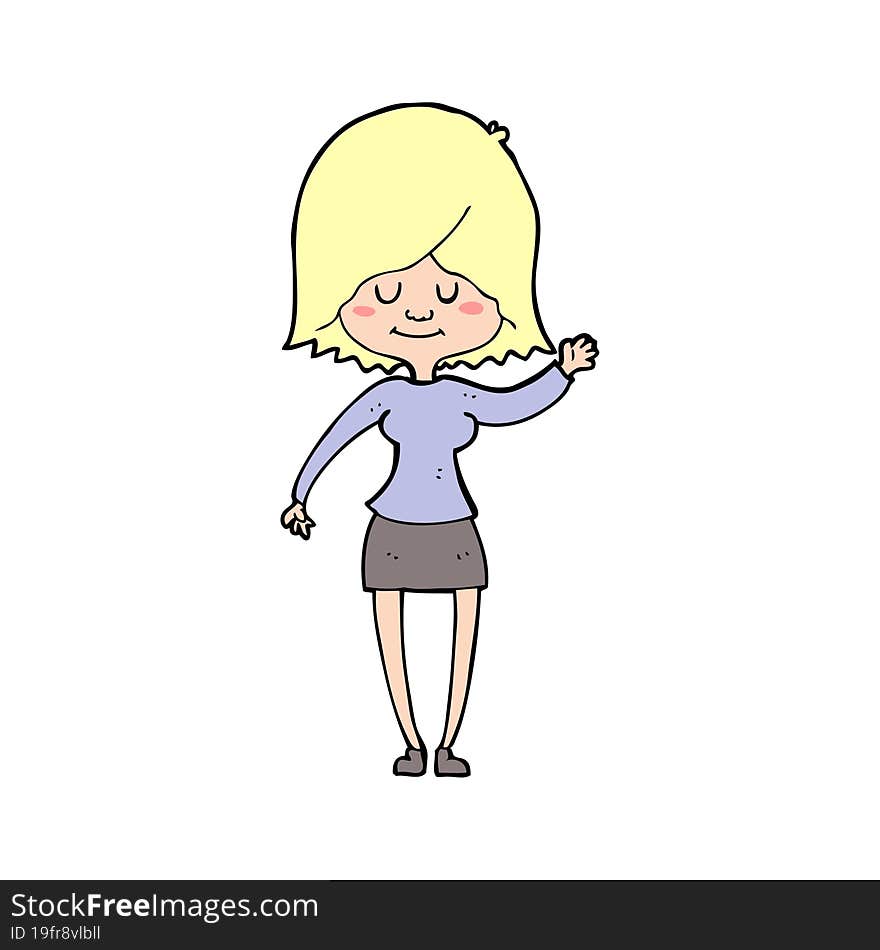 cartoon happy woman