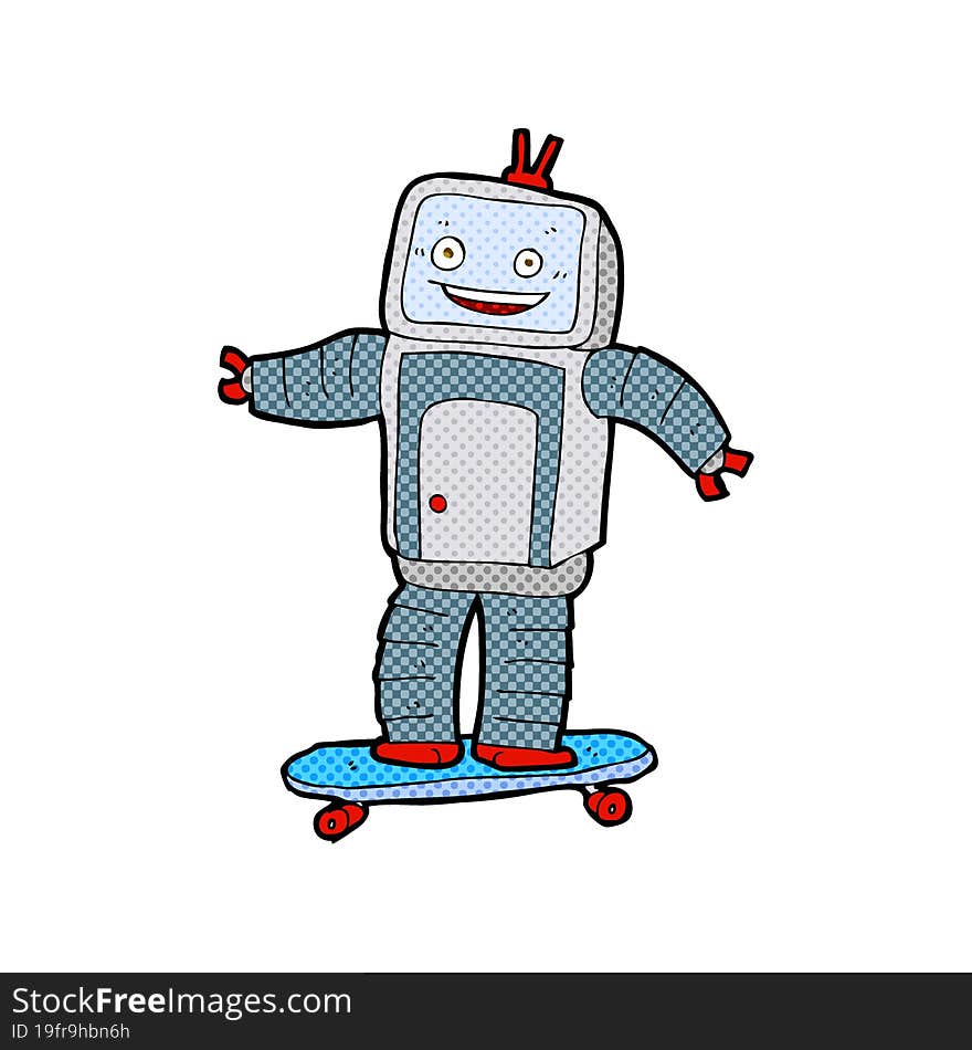 cartoon skateboarding robot