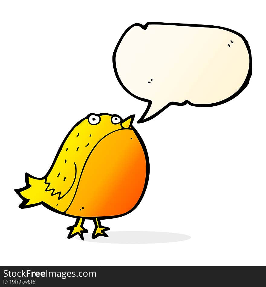 cartoon fat bird with speech bubble