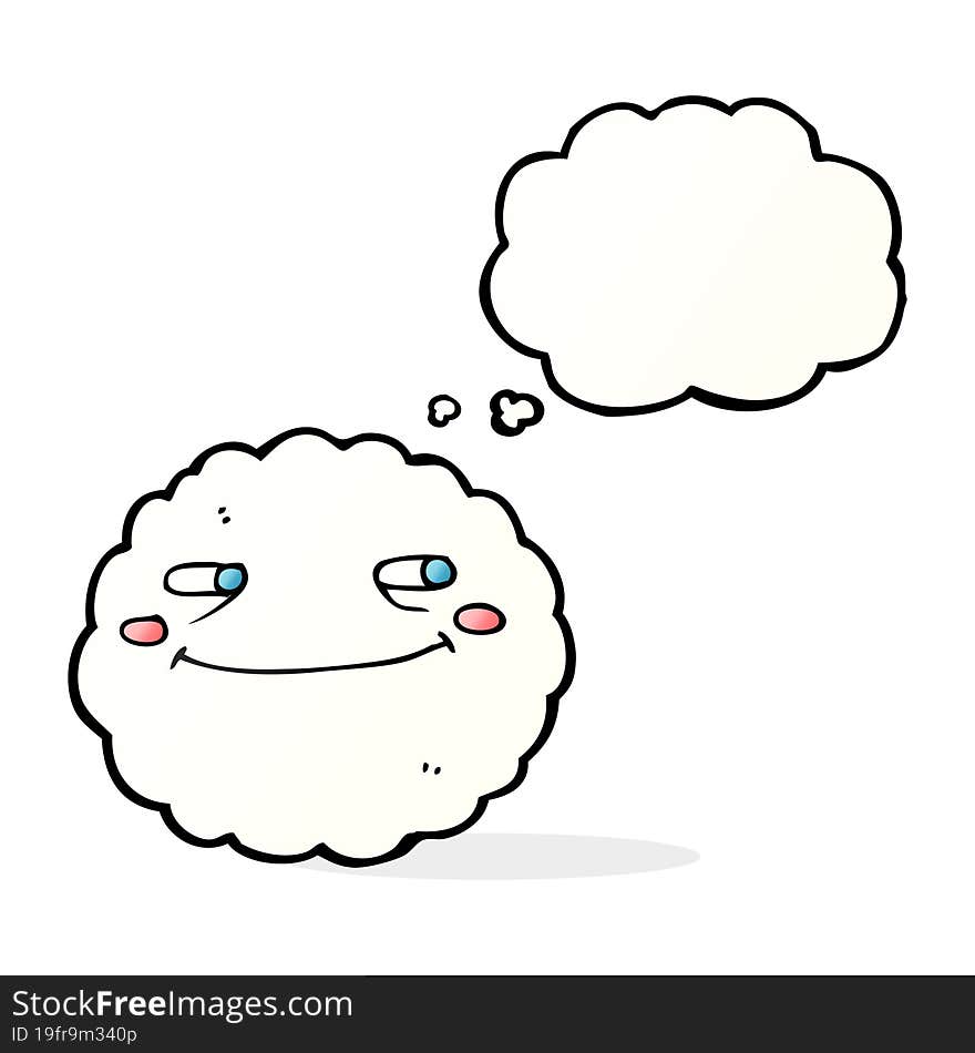 Cartoon Happy Cloud With Thought Bubble