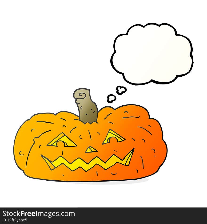 Thought Bubble Cartoon Halloween Pumpkin