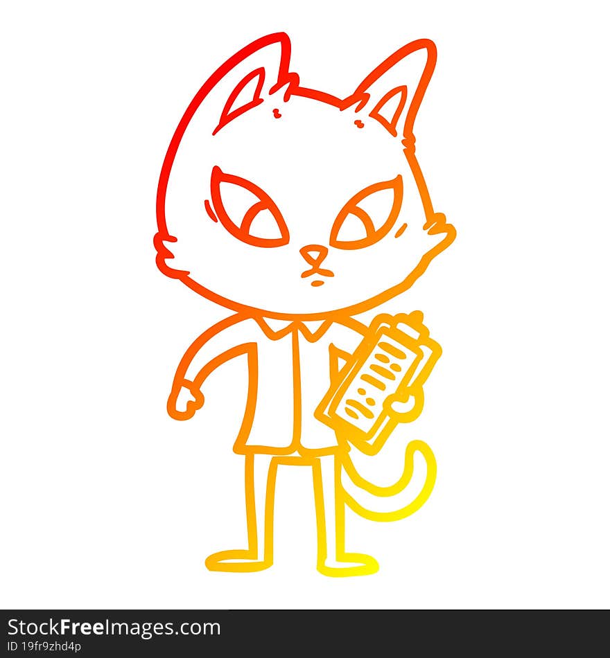 warm gradient line drawing confused cartoon business cat