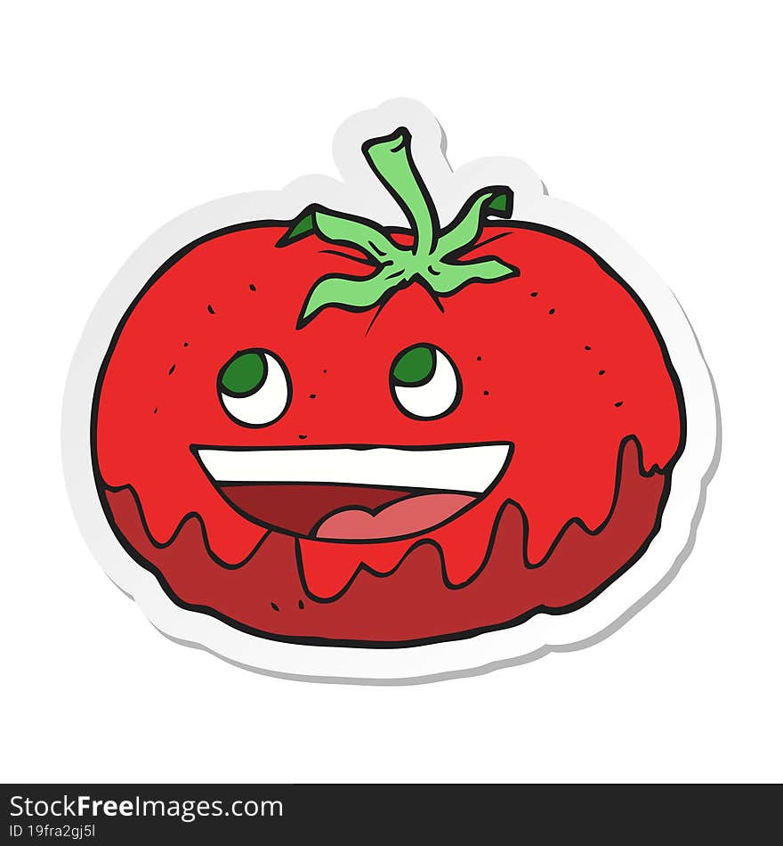 sticker of a cartoon tomato