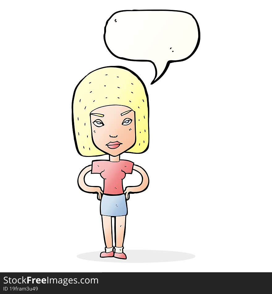 Cartoon Annoyed Woman With Speech Bubble