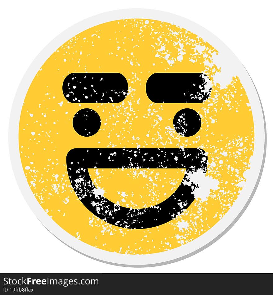 happy big eyebrow face circular sticker