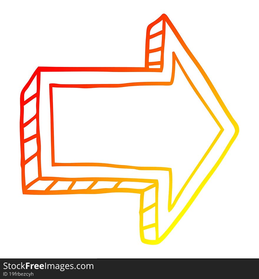 warm gradient line drawing cartoon directing arrow