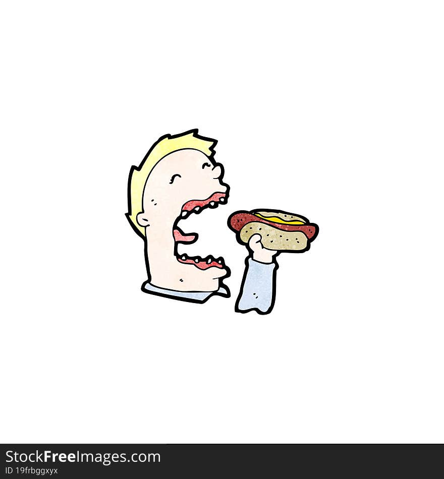 cartoon man eating junk food