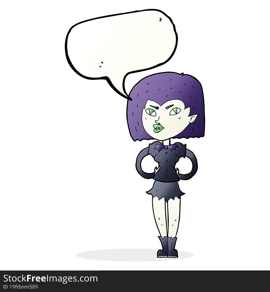 Cartoon Vampire Girl With Speech Bubble