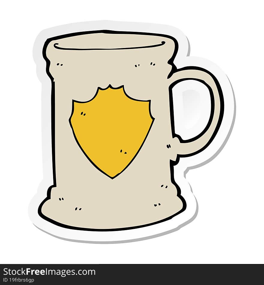 sticker of a cartoon old tankard