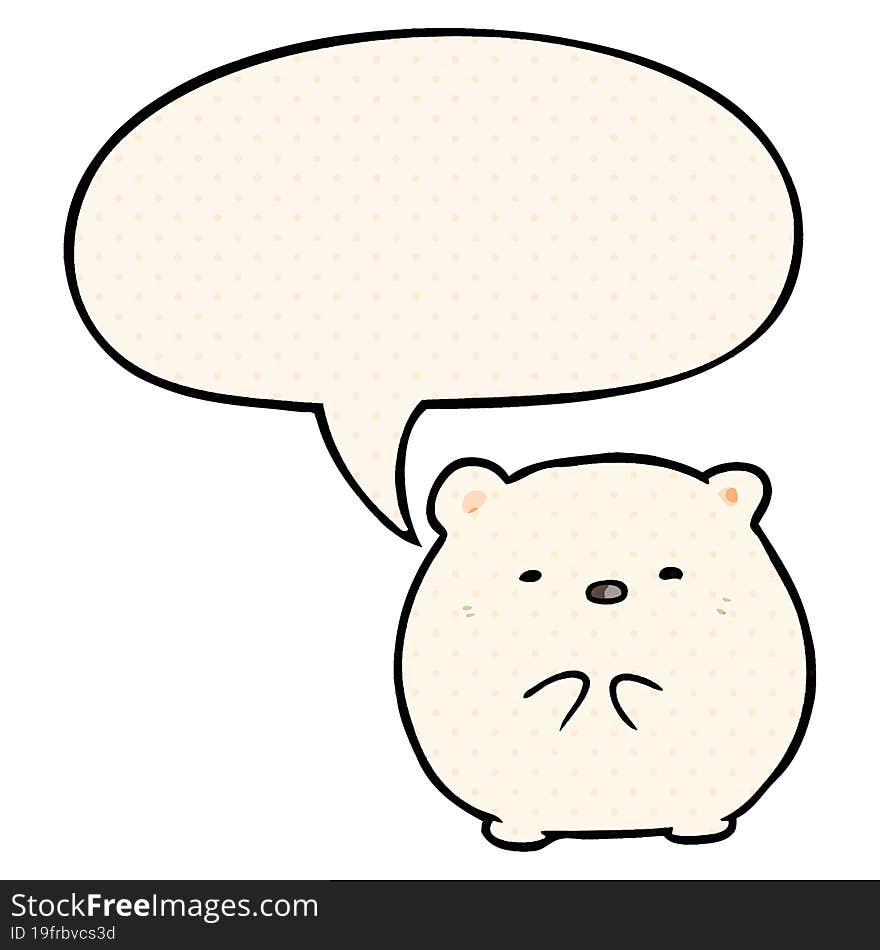 cute cartoon polar bear and speech bubble in comic book style